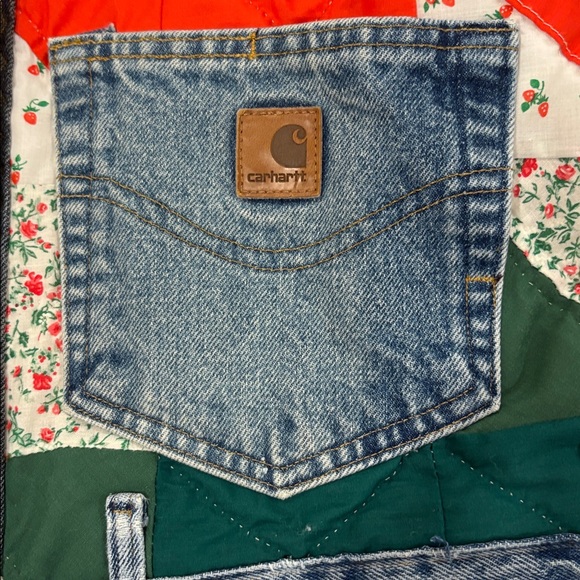 Upcycled Vintage Quilt and Carhartt Denim Jacket - Picture 6 of 12